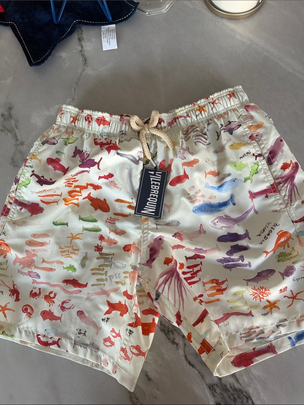 Vilebrequin Kids Swim Trunks in Multicolor Sea Life Print